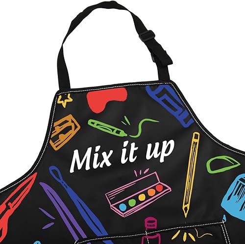 Miniatura 3 de G2TUP Delantal de profesor de arte, regalos para amantes del arte, delantal de artista con bolsillos, delantal de arte principal, delantal de