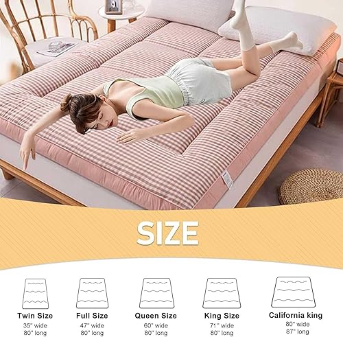 Miniatura 7 de Colchón japonés de piso de 4 pulgadas, colchón plegable de tatami, colchón enrollable, colchón de invitados (gris oscuro, King)