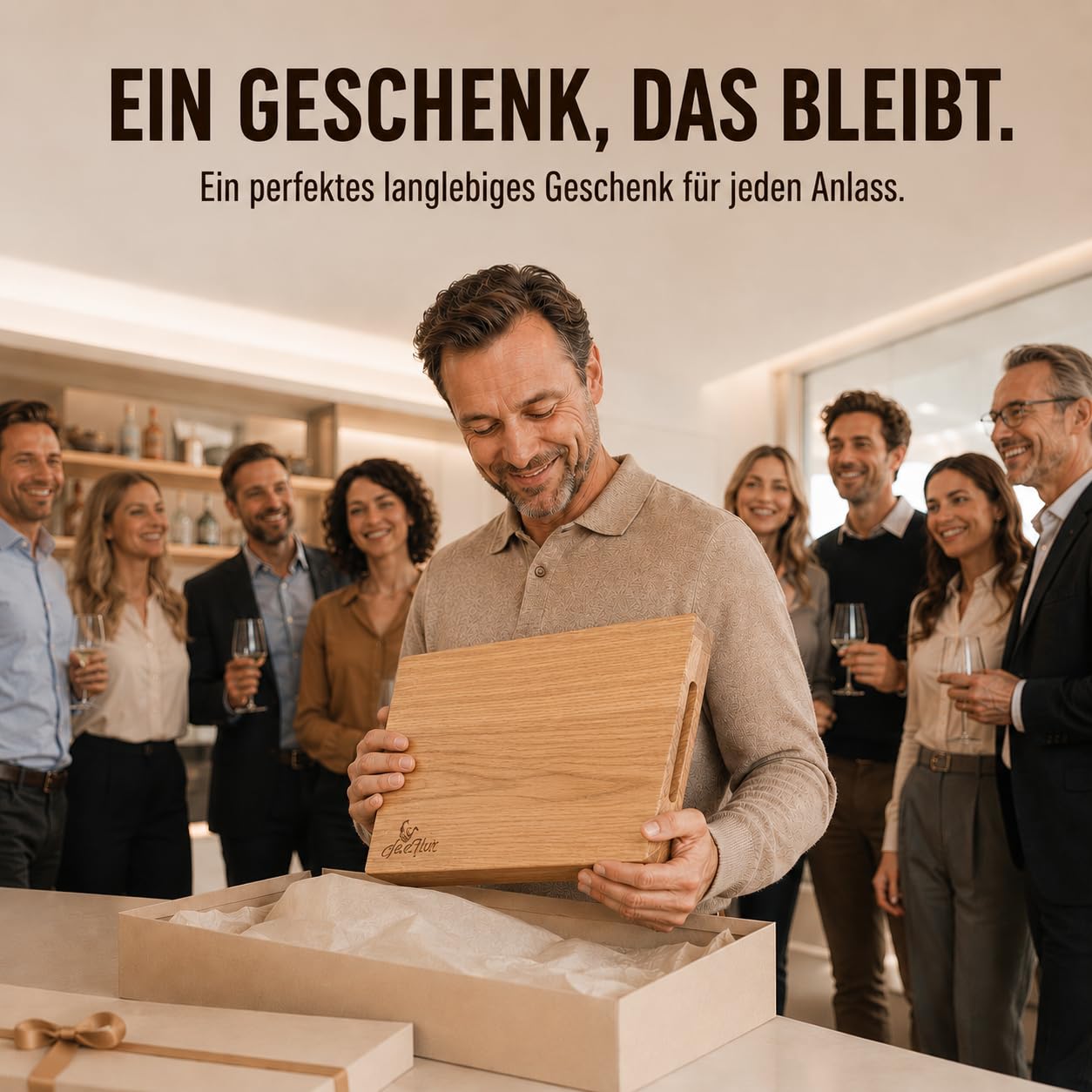 Centaur Massivholz Schneidebrett Made in Germany – Premium Küchenbrett aus Eiche 60x40cm – Großes Hackbrett mit Griffmulden & 3,5cm Stärke – Robust, Beidseitig Nutzbar & Öko-Massivholz
