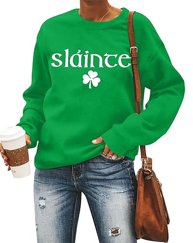 MOUSYA St Patricks Day Sweatshirt Women Slainte Shirts St Pattys