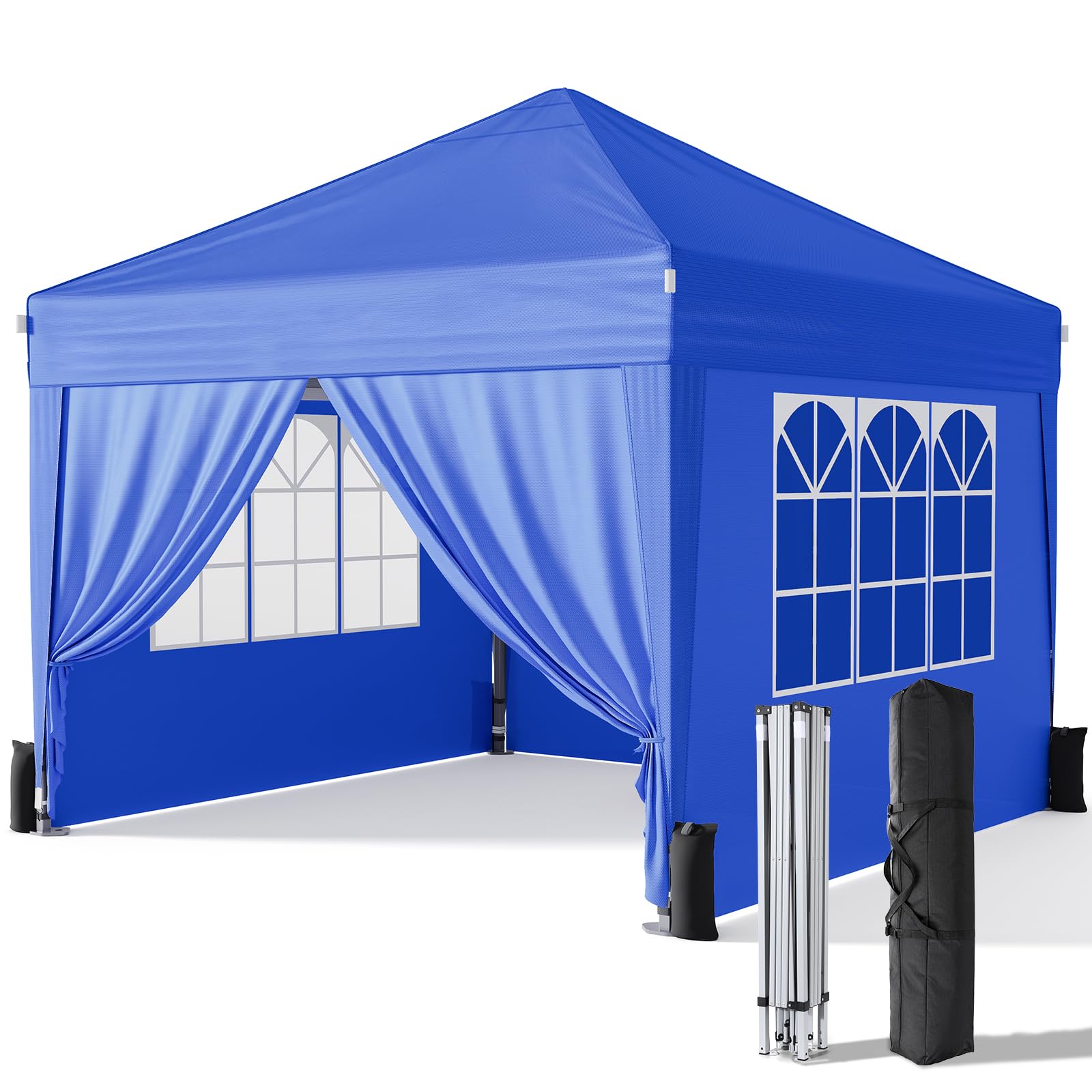 Driftalia 10x10 Pop Up Canopy Tent with Sidewalls, One-Push Instant Setup