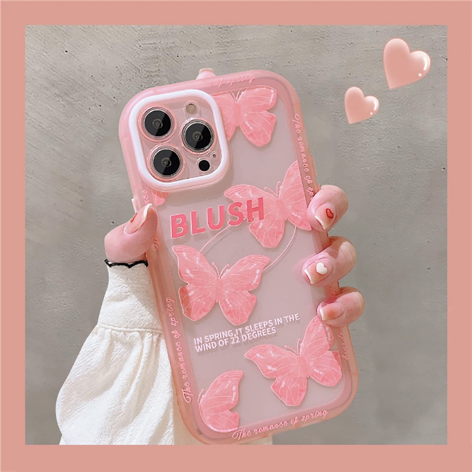 Amazon | かわいいピンク蝶耐衝撃透明電話ケース For iphone 11 12 13