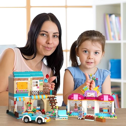 Miniatura 2 de VIOSEBN Friends Cake Shop and Convenience Store Kit de construcción para niñas con caja de almacenamiento portátil, juguete educativo regalo de