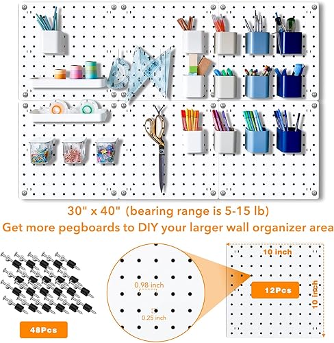 Miniatura 2 de 12 piezas de tablero de clavijas organizador de pared de tablero de clavijas kits de montaje para organizador y almacenamiento de tableros de