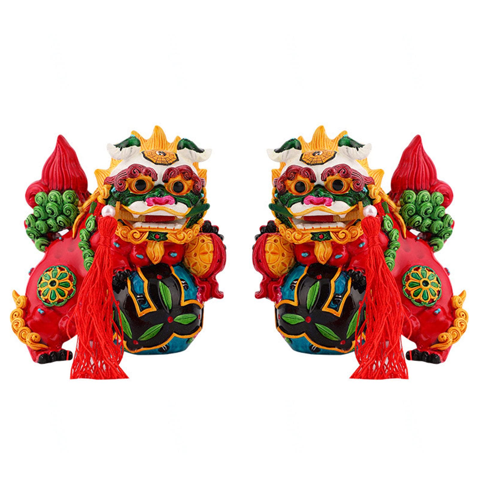 Brdecor Feng Shui Chinese Foo Dogs Ceramics Pair Of Fu Foo Dogs Guardian Lion Statues Home Office Decor To Ward Off Negative Energy Feng Shui Porsperity,Large