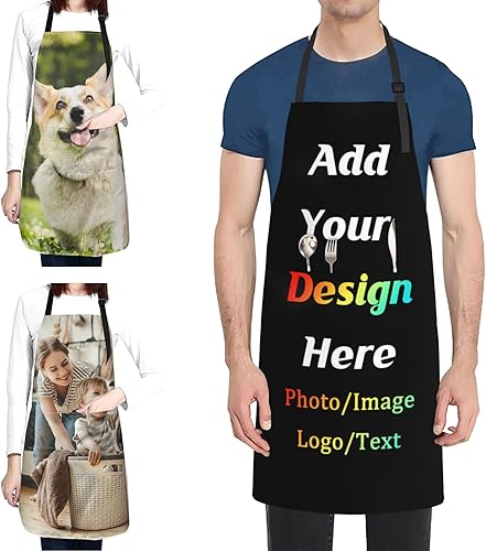 Delantal impermeable personalizado, delantal ajustable personalizado con texto de imagen, delantal de chef de cocina personalizado para hombres y