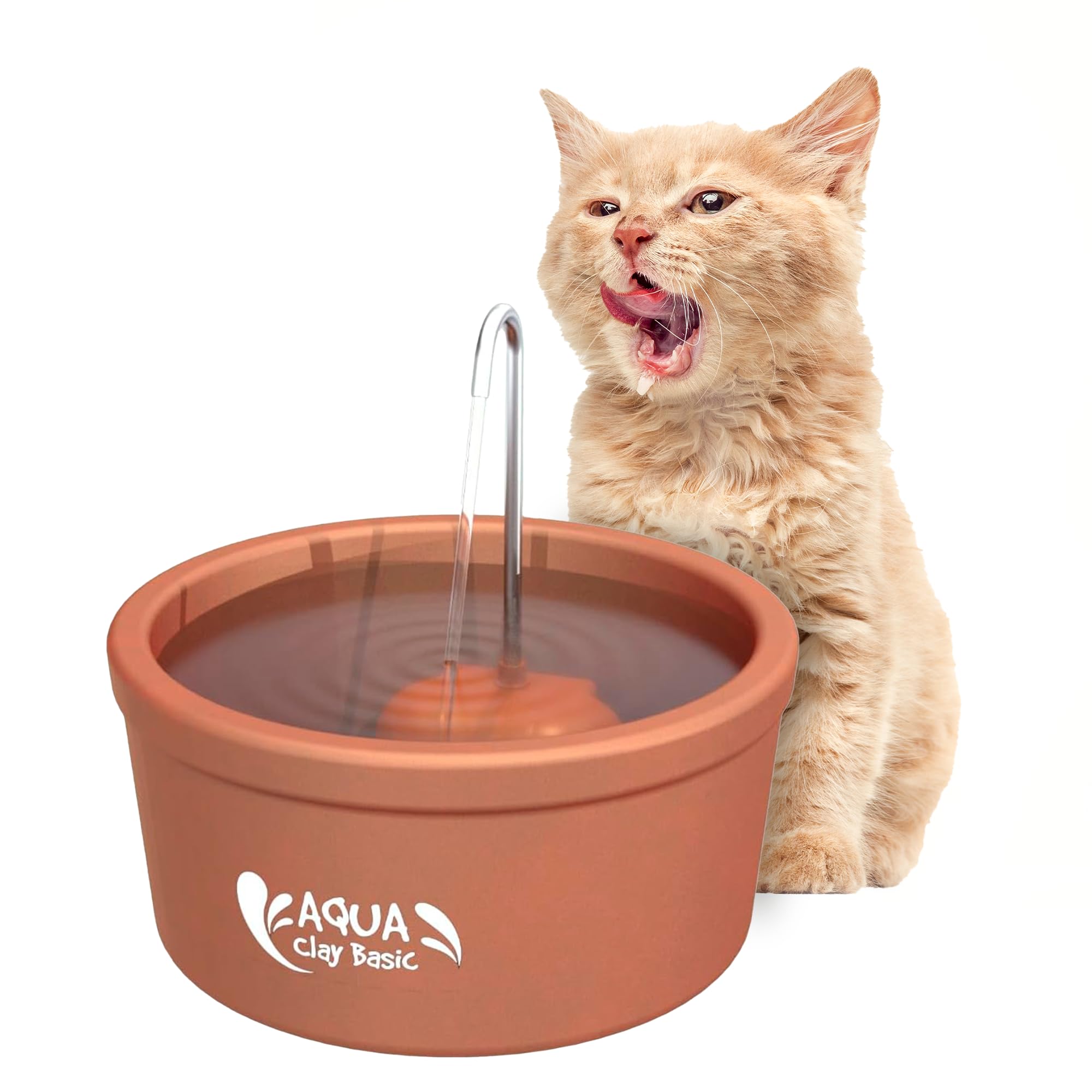 Aqua Clay Basic -Cat Water Fountain - Dogs&Cats&Pets&Small Animals Automatic Bowl Dispenser - Pet Drinking Waterer Bowls Indoor - Auto Kitty Watering Dish Supplies- 84.53 fl oz/ 2.5L
