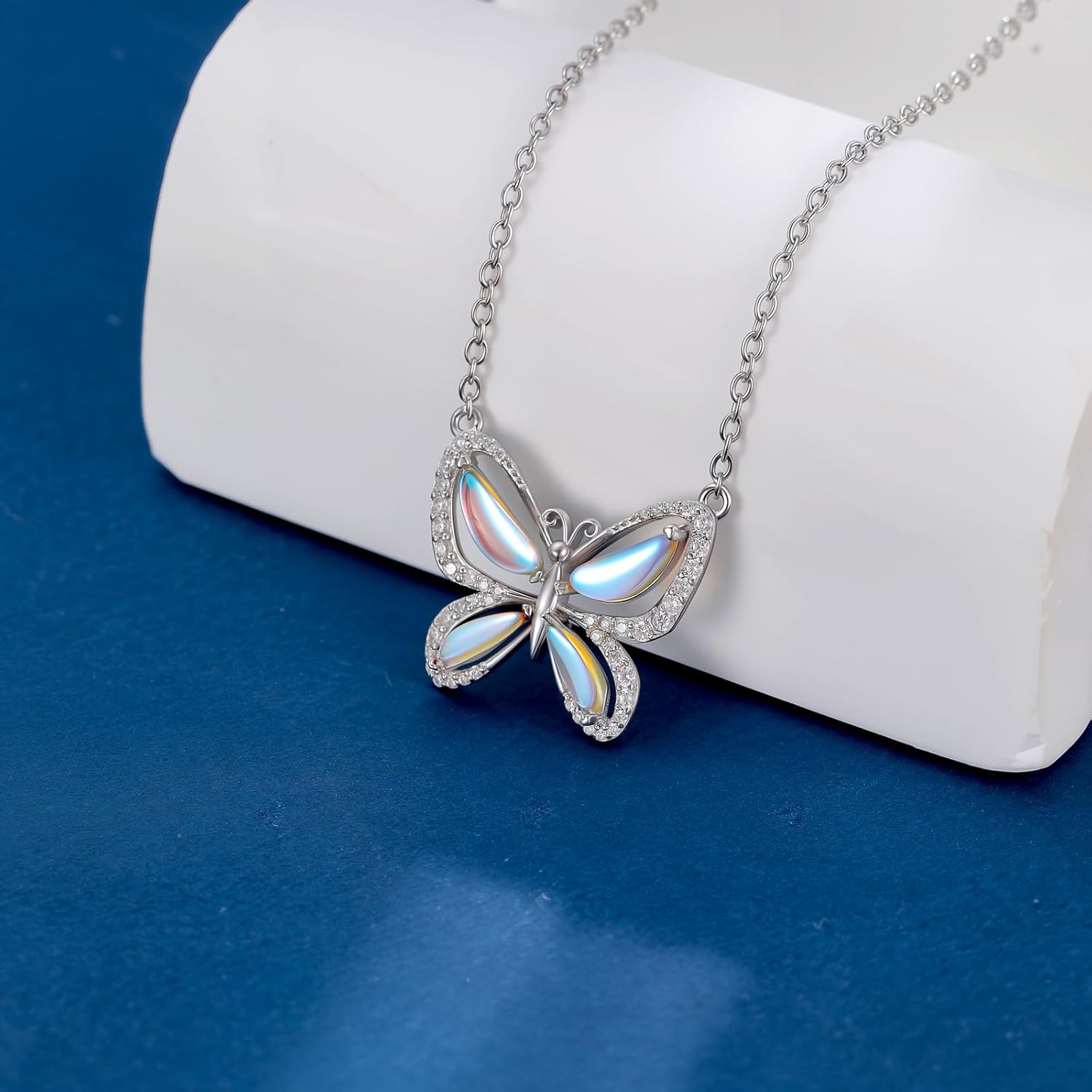 Animals Moonstone Pendant Necklaces, 925 Sterling Silver Owl/Dragon/Hummingbird/Phoenix/Butterfly Necklace for Women, Moonstone Jewelry Gift for Mother Wife Lover, Birthday Christmas Anniversary - Image 3