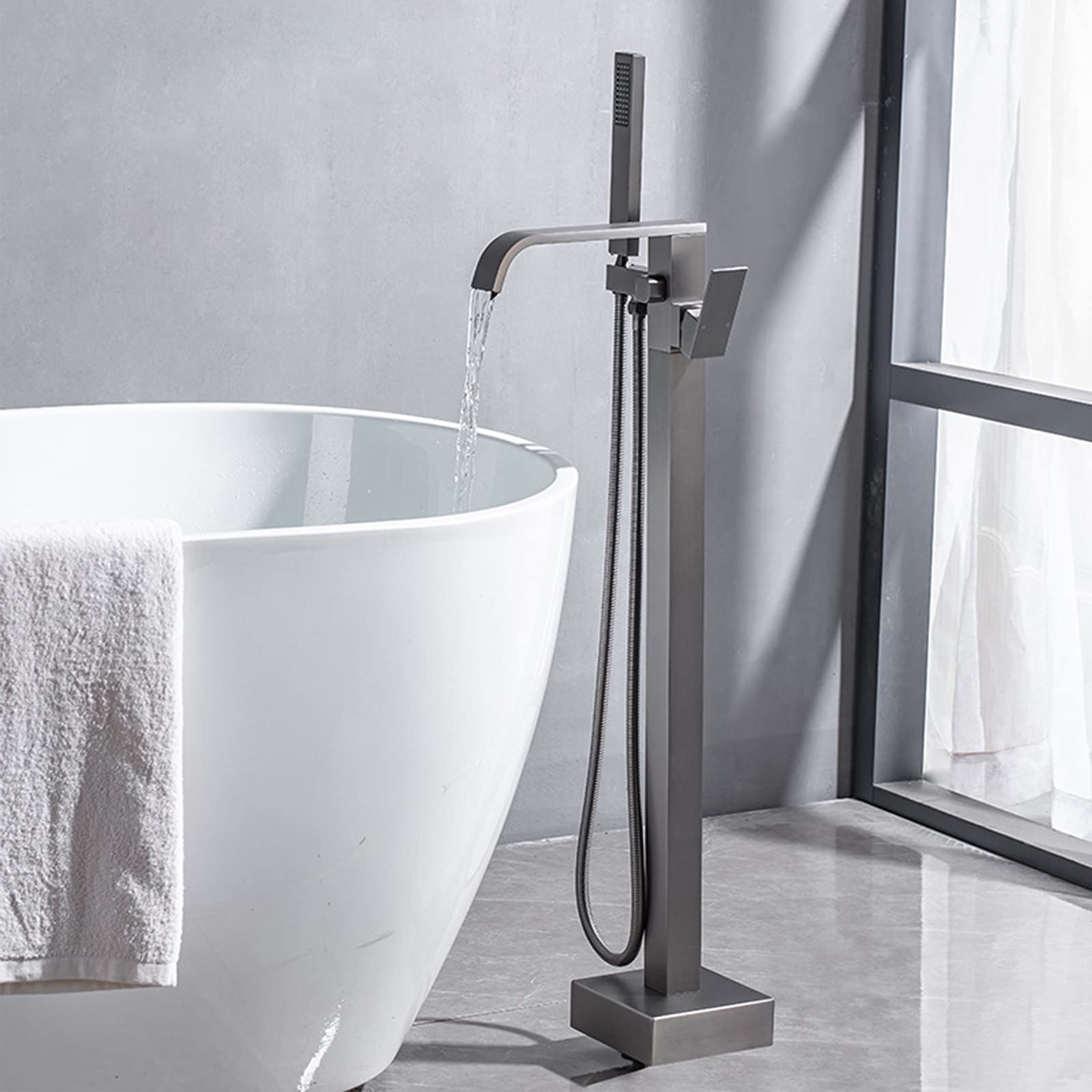 Grifo para bañera Independiente, llenador de bañera en Cascada, Grifo para bañera Independiente, Grifo para bañera montado en el Piso, Grifo para baño en Cascada, grifos mezcladores, grifos para