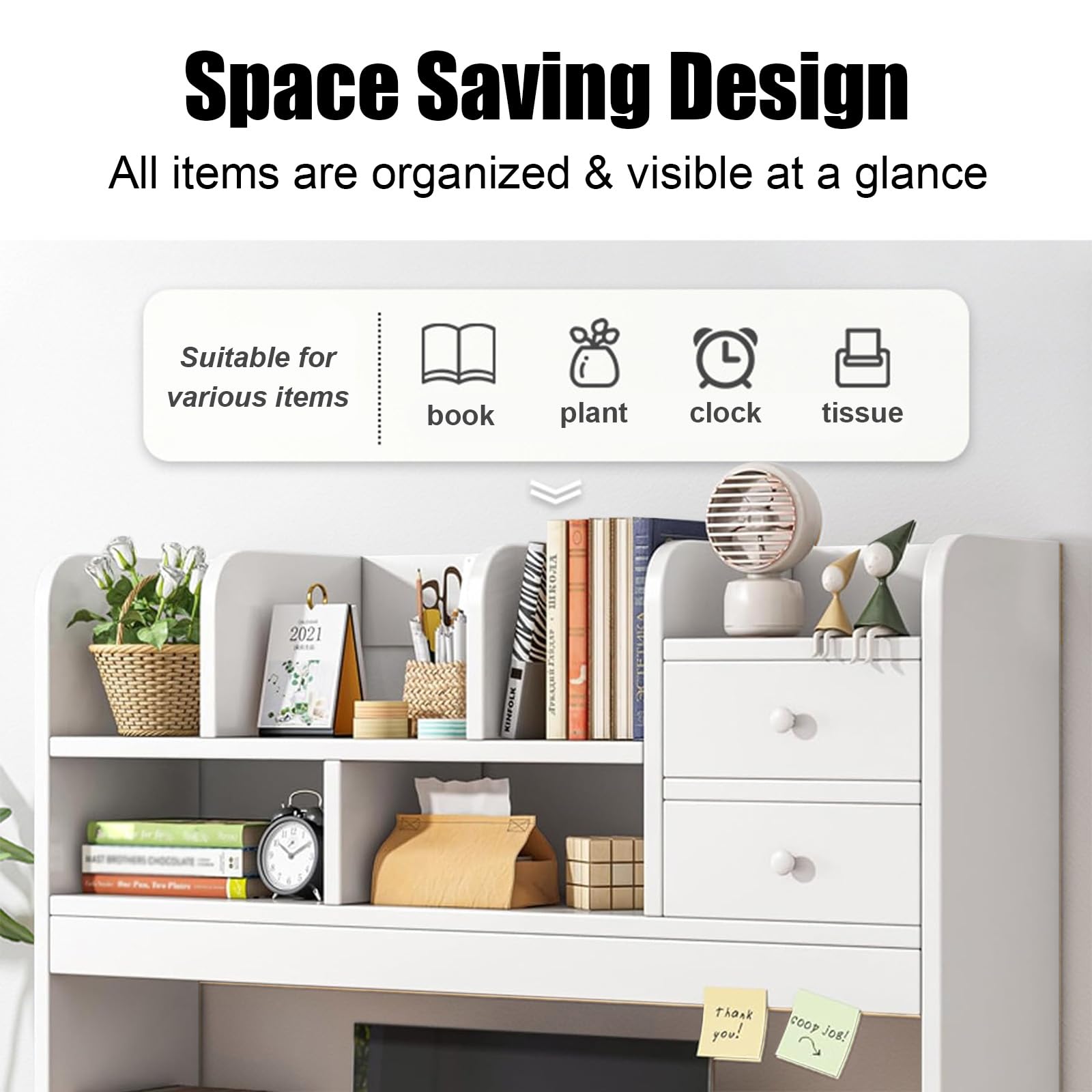 Desktop-Bücherregal Tischregale Schreibtisch-Bücherregal 72x17x78CM Massivholz-Desktop-Bücherregal Für Computertisch Multifunktion Desktop Organizer Für Bürowohnheim Wohnkultur (Warmweiß)