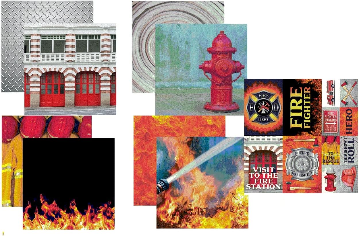 Reminisce Firefighter Scrapbook Papers & Stickers Set