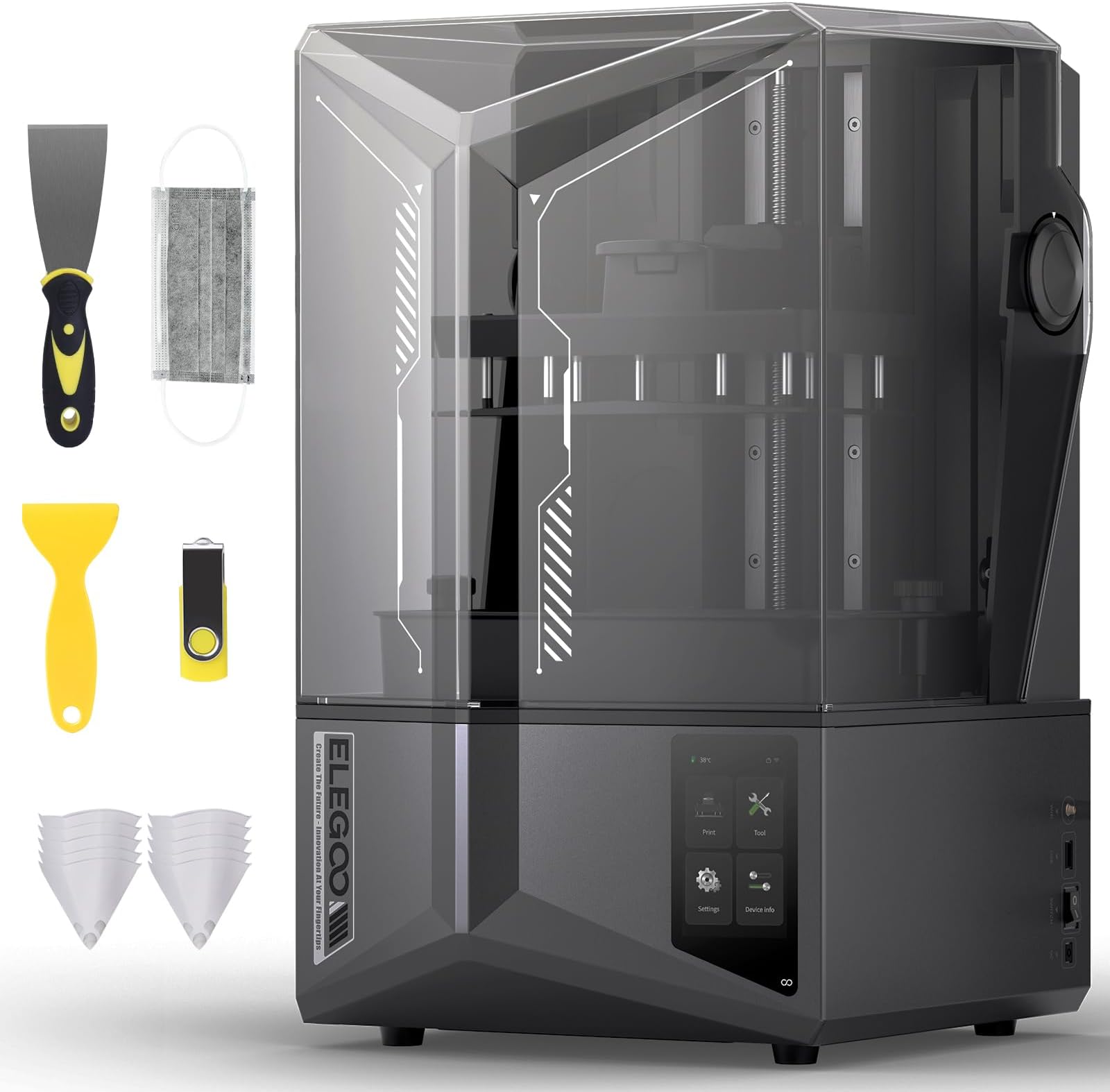 ELEGOO Saturn 4 Ultra Resin 3D Printer, 10-Inch 12K Mono LCD, WiFi-Transfer, Intelligent Detection,150mm/h High Speed Printing, Smart Automatic Levelling, Large Printing Size 218.88x122.88x220 mm³