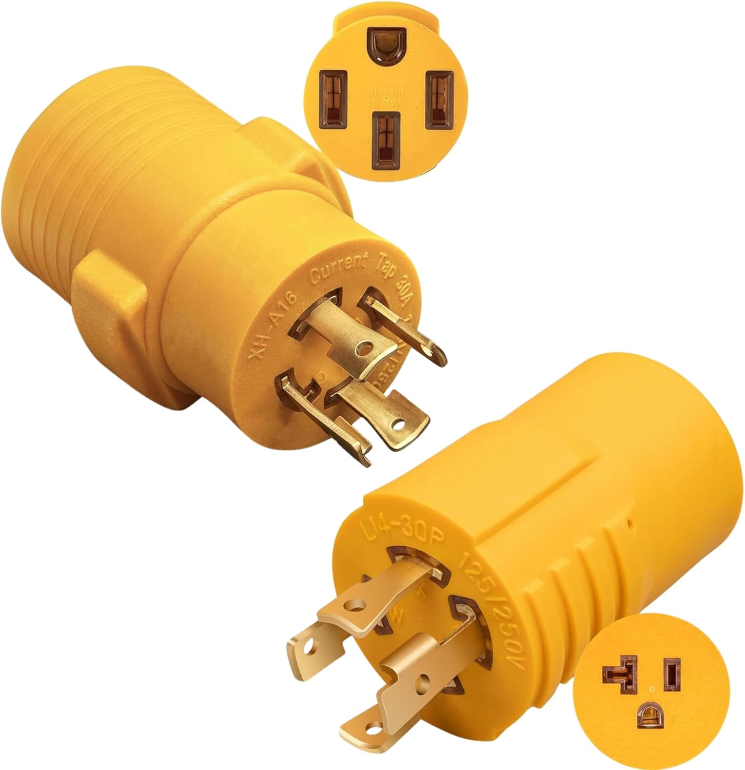 MECMO NEMA L14-30P to 5-15R 5-20R 14-50R Generator Adapter, 30 Amp to 15 Amp 20 Amp Householder & 50 Amp RV EV 4 Prong Twist Lock Generator Adapter, L14-30P to 5-15/20R & 14-50R 125/250V