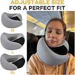 360° Support Memory Foam Travel Neck Support Pillow for Car and Airplane Sleeping; Ergonomic Pillow for Neck Pain Relief and Comfort; Airplane Neck Pillow for Traveling on Long Flight (Gray)
