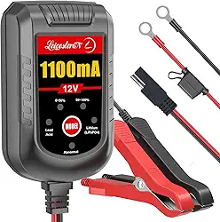 Carregador de bateria inteligente de 12 V 1100 mA para carro, mantenedor de bateria, carregador flutuante para motocicleta, cortador de grama, trator, automotivo, baterias de chumbo-ácido e lítio