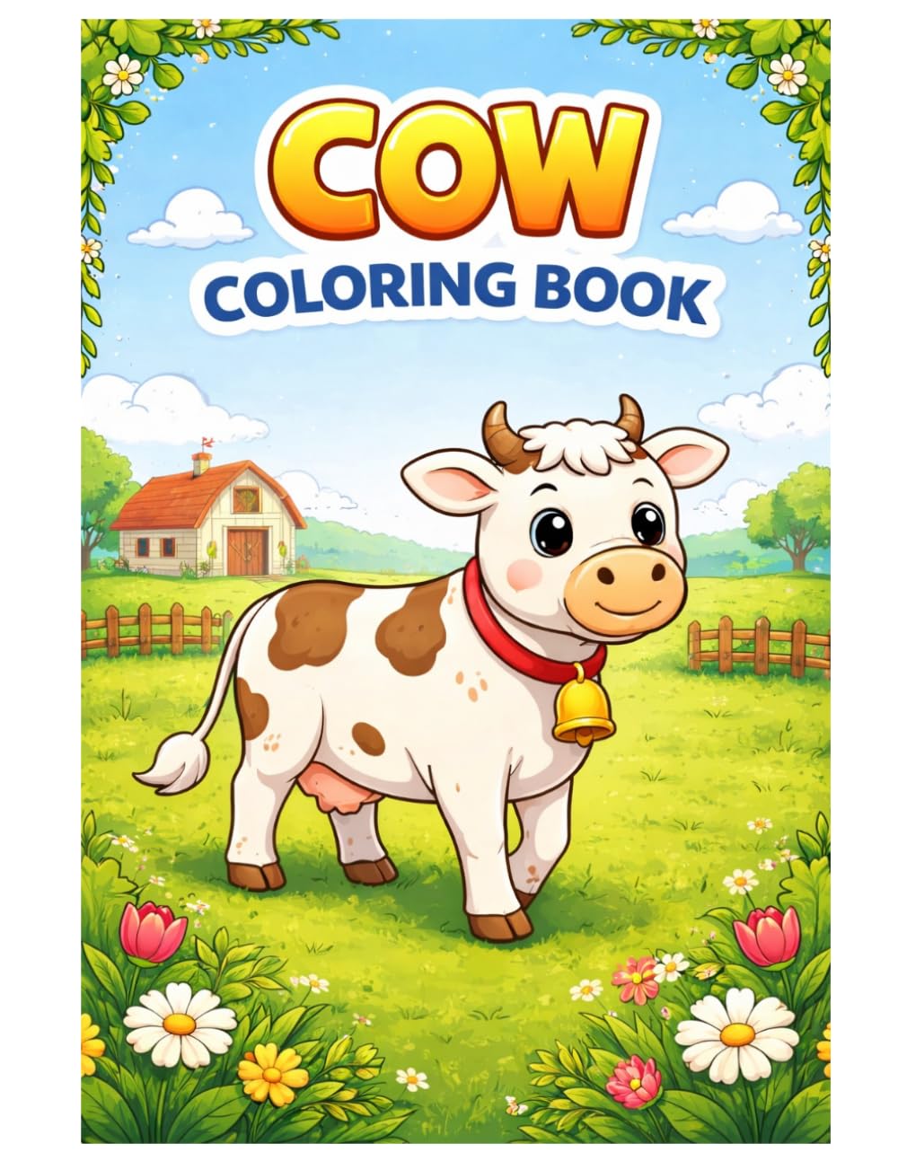 Cow Coloring Book: 50 Cute Cow Coloring Pages with Farm and Nature Scenes for Kids, Teens and Adults