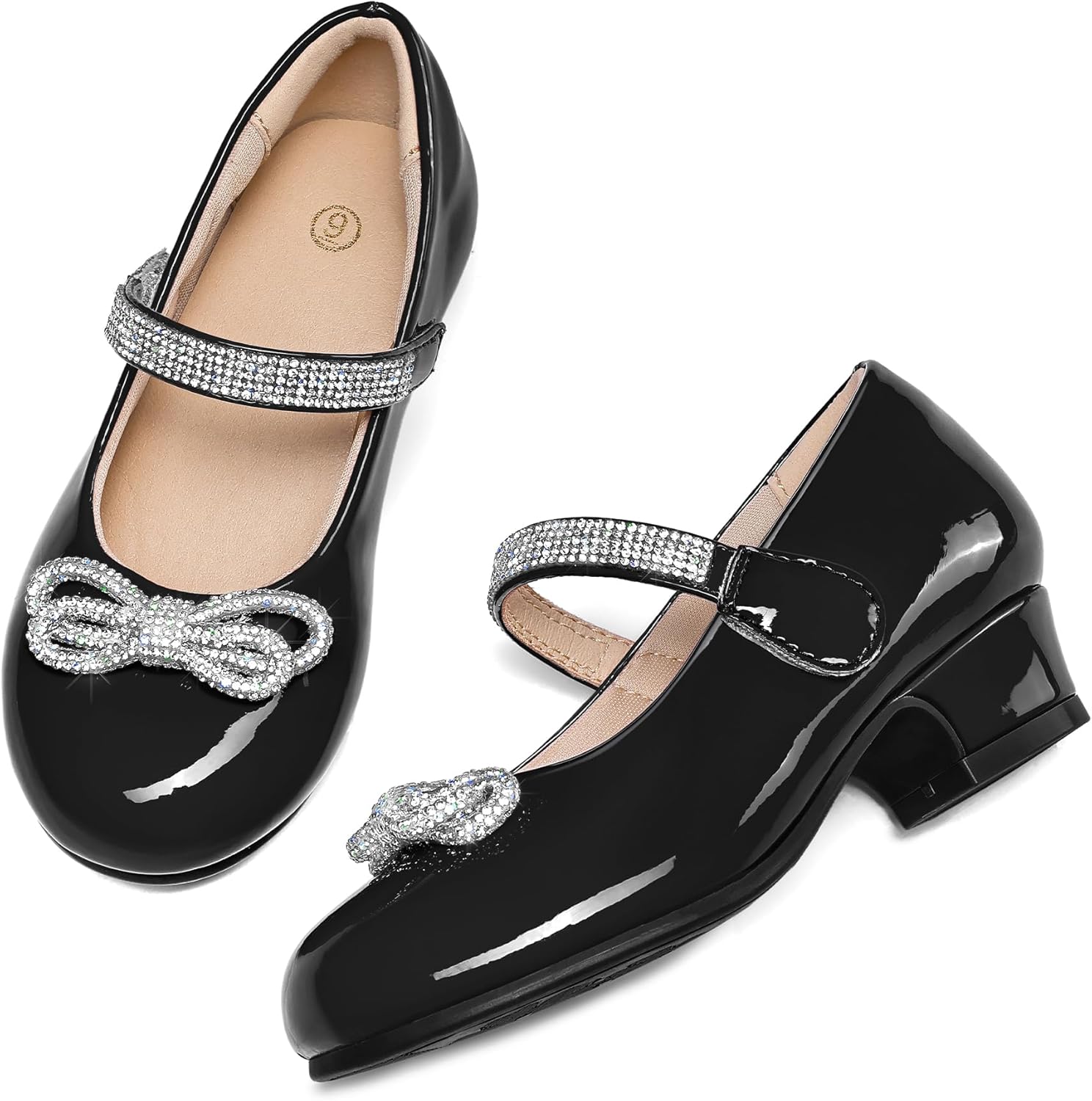 K KomForme Girls Dress Shoes Princess Bow Flats with Rhinestone for Wedding Party, Toddler/Little Kid/Big Kid - Image 4