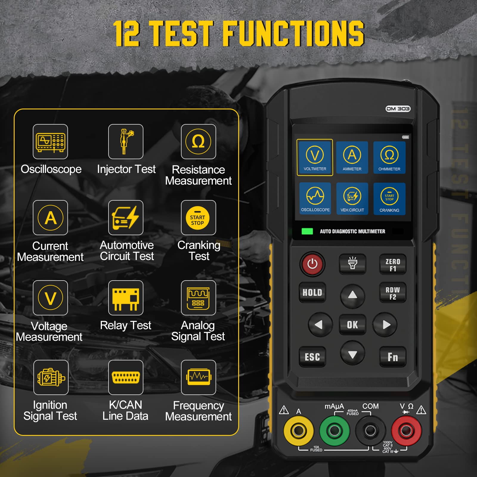Handheld Oszilloskop Multimeter, DM303 Automotive Oszilloskop Digital Multimeter Analog Signal Frequenz Linie Detektor Test Stift, messen AC/DC Spannung und Strom