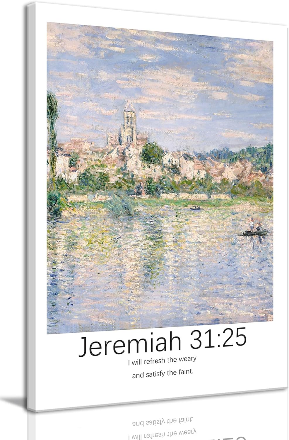 KISSFOX Christian Scripture Wall Art Jeremiah 31 Bible Verse Canvas Poster Paintings Prints Framed Vintage Nature Landscape Bible Verse Religious Artwork Pictures Decor for Living Room Bedroom Church (Jeremiah 31:25, 16"x24" Canvas) Jeremiah 31:25 16"x24"