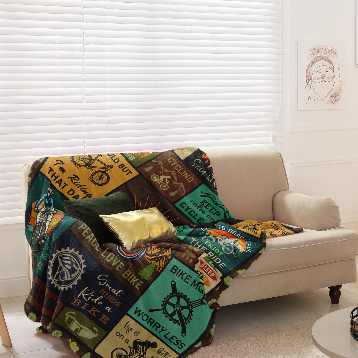 Bicycle Enthusiast Gift, Mountain Biking Blanket Throw 60"x50" for Men/Riders/Cyclists, Bike Themed Decorations - Image 3