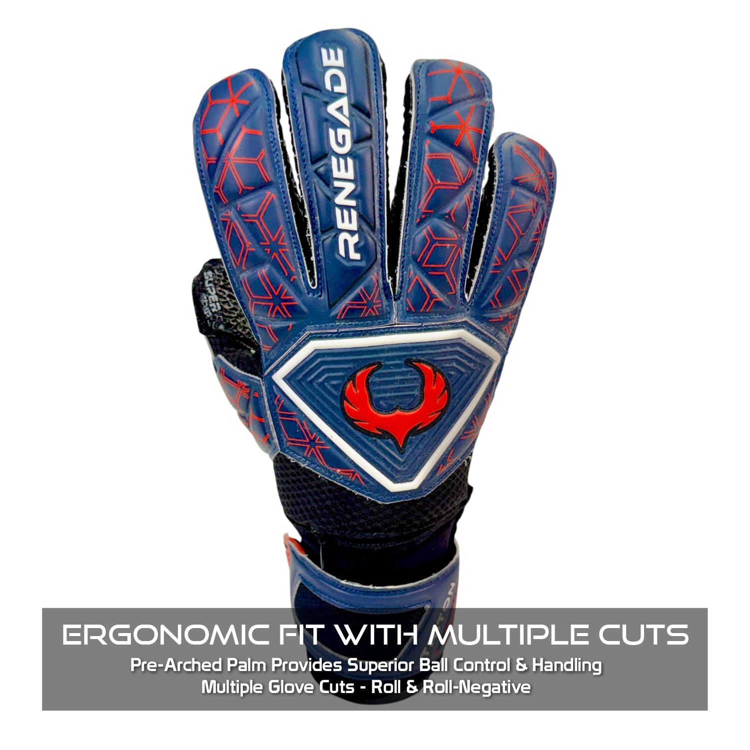 Renegade GK Triton Guantes De Porteros con Microbe-Guard (Talla 5-11, 3 Estilos) Pro Protección De Dedos| 3.5+3mm Super Grip |para Terreno Duro | Último Agarre, Protección Y Comodidad | Adulto, Niños