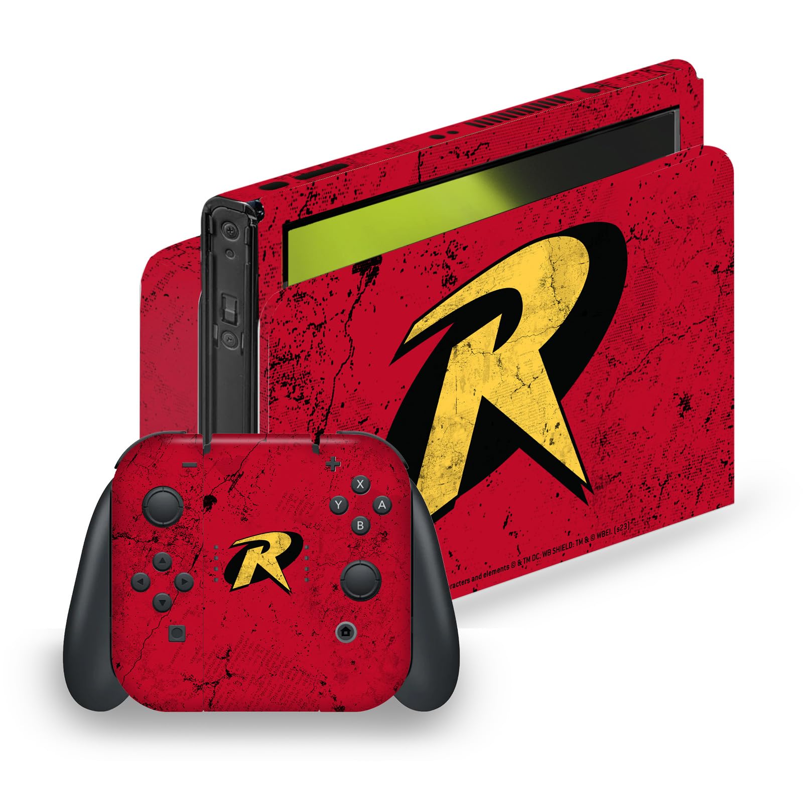 Head Case Designs Licenza Ufficiale Batman DC Comics Robin Loghi E Fumetti Vinile Sticker Gaming Pelle Adesivo Compatibile con Nintendo Switch OLED Bundle