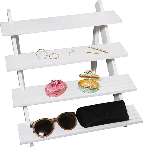 Miniatura 4 de NAJMECHOY Exhibición al por menor Pendiente y anillo Soporte de madera blanca Estante de almacenamiento