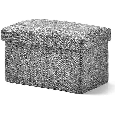 Amazon Co Jp Vle 収納スツール 収納ボックス オットマン 折りたたみ式 座椅子 ストレージチェア 足置き 踏み台 大容量収納 耐荷重100kg 綿麻製 衣類収納 小物収納 リビング 玄関 寝室適用 40 25 25cm グレー 並行輸入品 ホーム キッチン