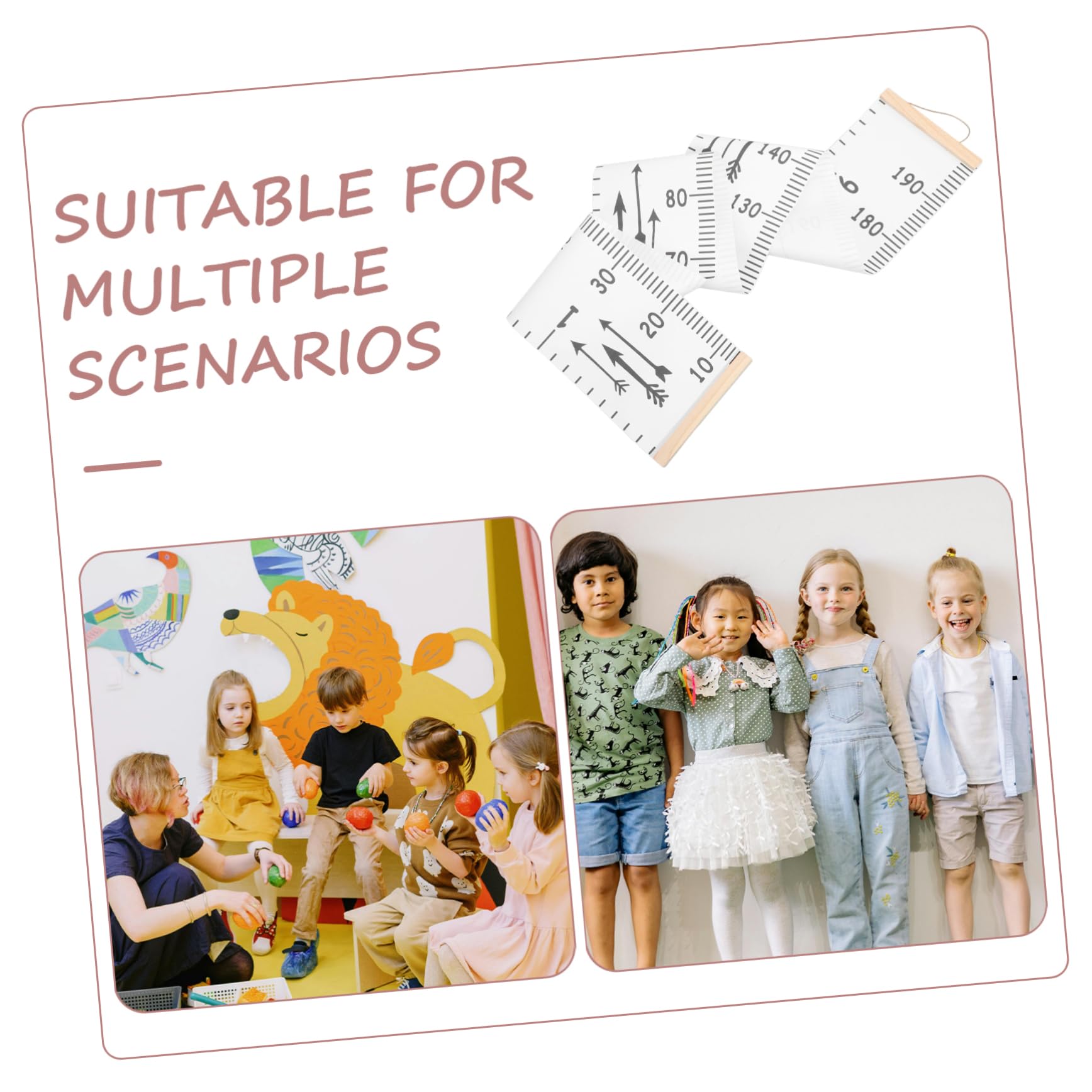 TOPBATHY 4 Piezas regla de altura Decoración de pared con medidor de altura Decoración infantil con medidor de altura medida de altura para pared gráfico de crecimiento del paño
