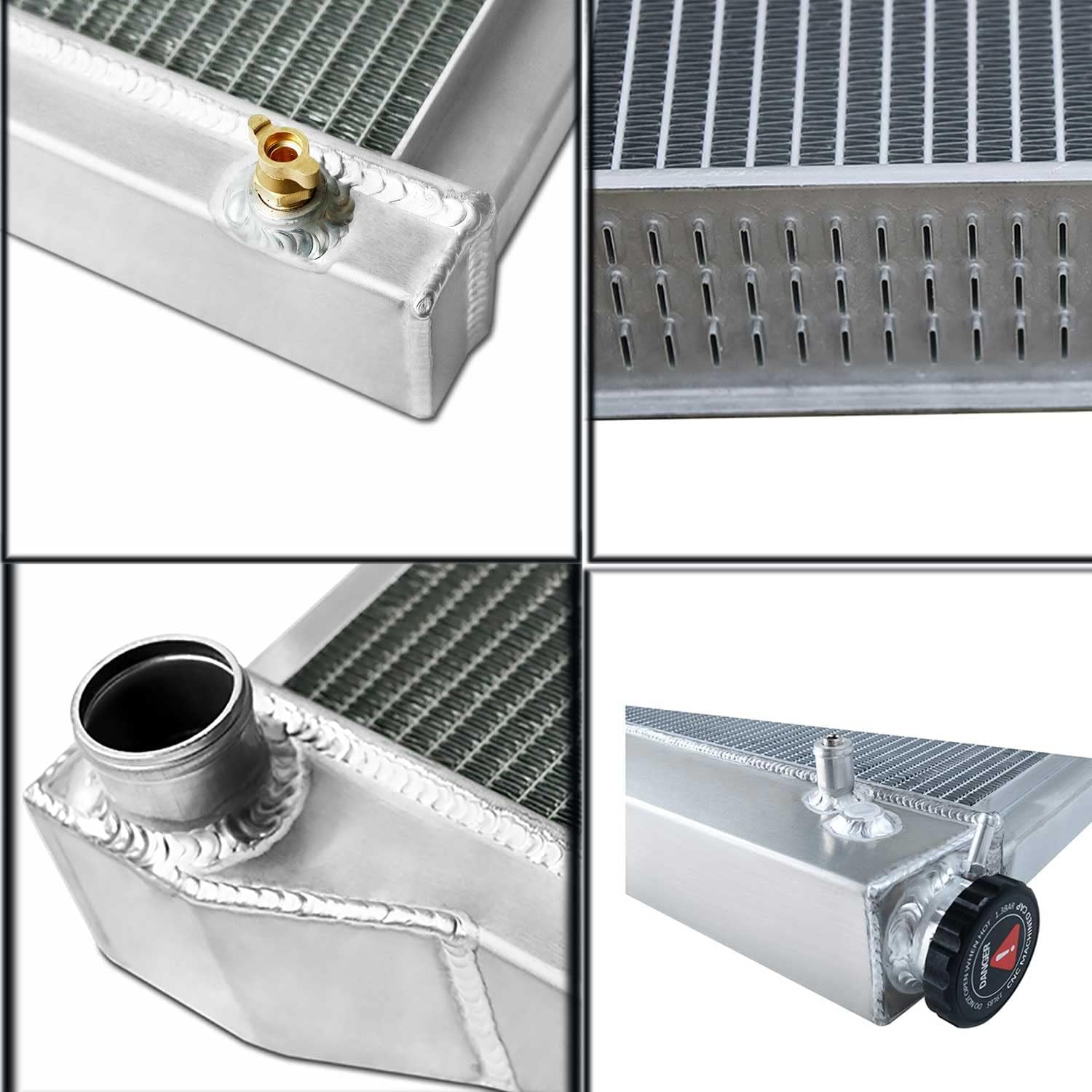 ColQuee CC255 3 Row Aluminum Radiator Compatible With Chevy Nova II Inline 6 Cylinder V8 Conversion 1962-1967 1963 1964 1965 1966