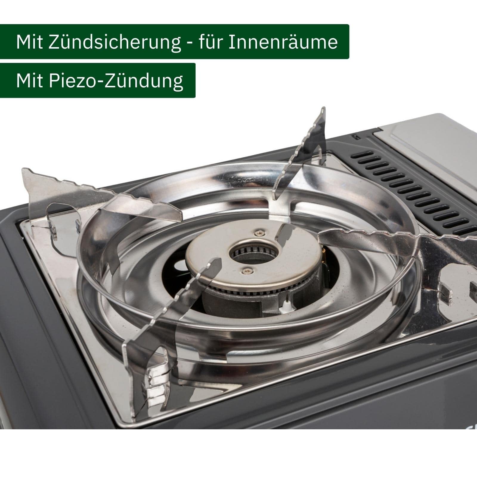 BRUNNER: Gas-Kochplatte Einflammig Indoor & Outdoor - Mit Piezozündung 2,2 kW - Gasherd Mit Zündsicherung - DEVIL SD NG Für Ventilkartusche - Kompakt, Mobil & Im Koffer