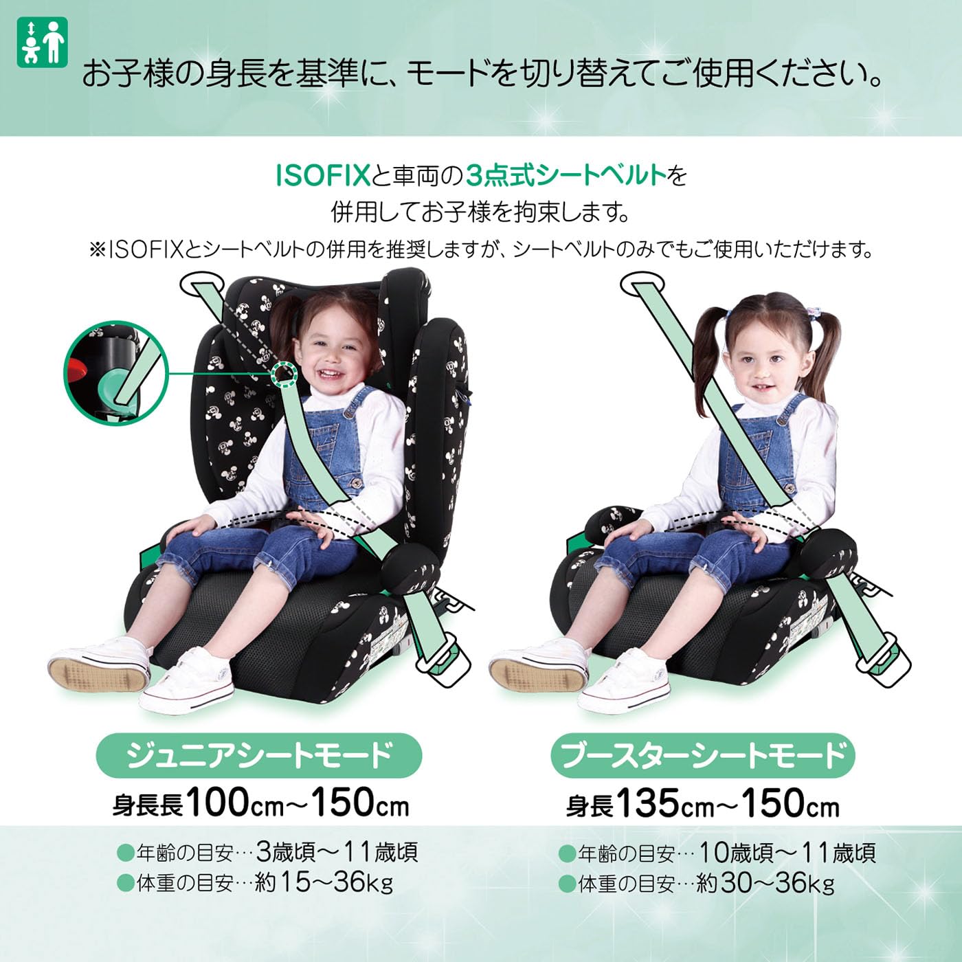 Amazon | ディズニー ハイバックFIX/ミッキー(スマイル) ISOFIX 100 