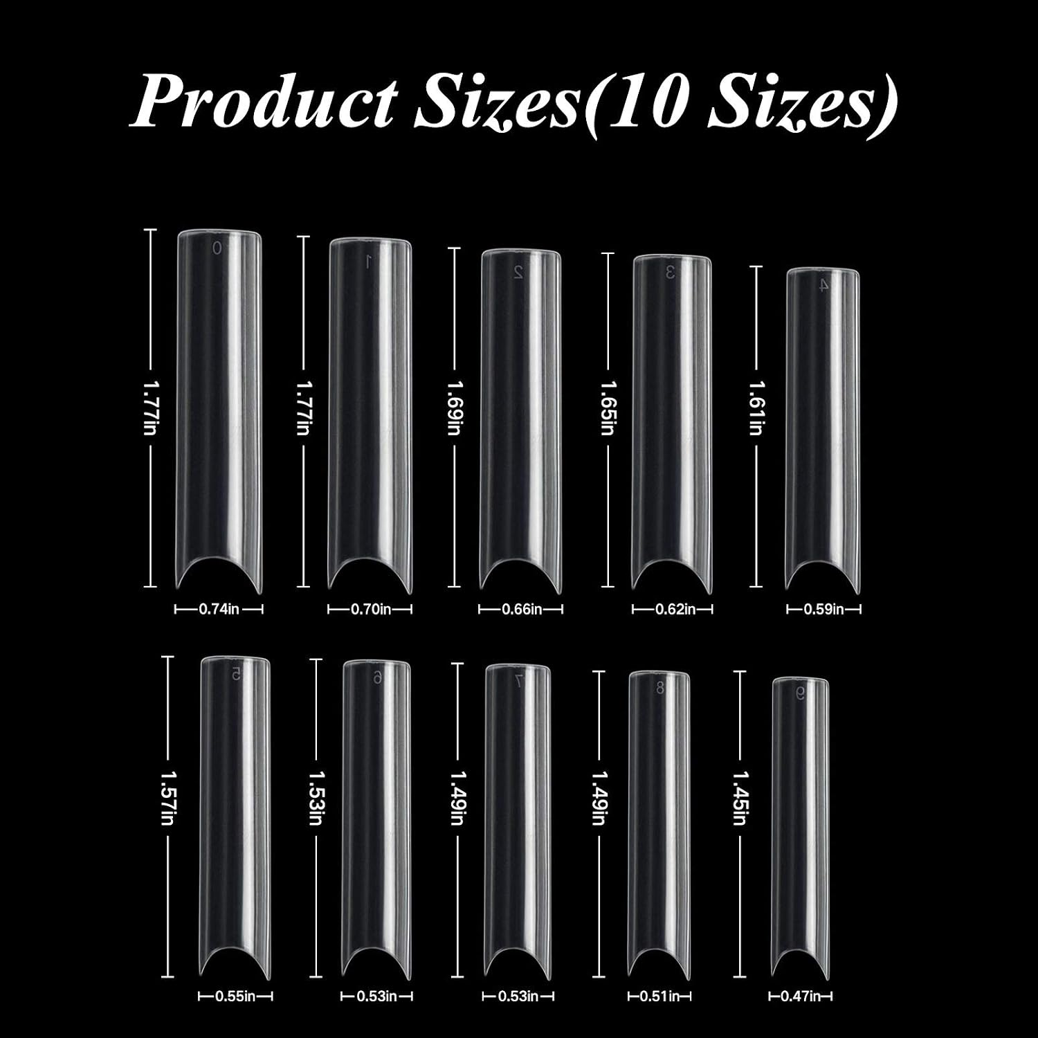 Vcedas Extra Long Square Nail Tips 400PCS C Curve Straight Half Cover False Nails Natural/Clear Deep C/U Curved Tips Square Shape French False Nail with Box
