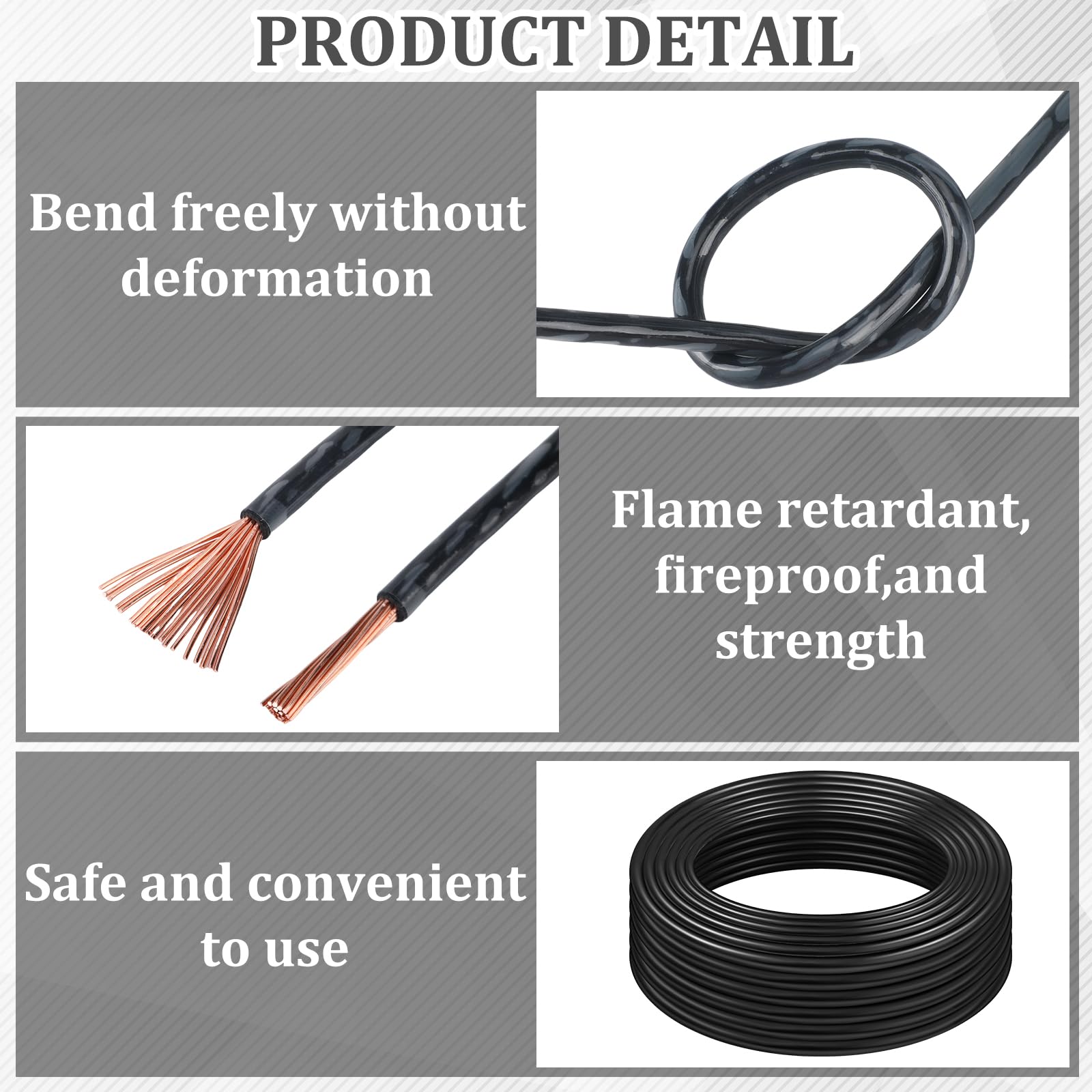 Snapklik.com : 25 Ft 6 AWG 19-Stranded THHN Black Copper Building Wire ...