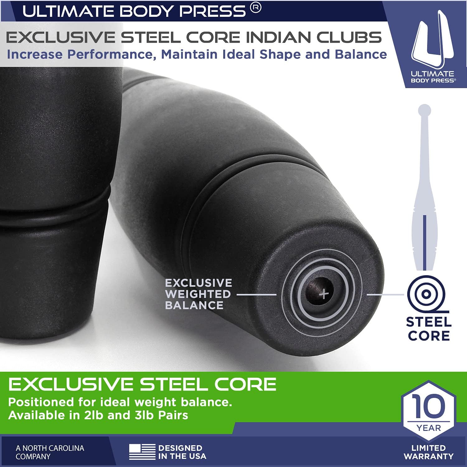 Indian Clubs - 1lb, 2lb and 3lbs Pairs by Ultimate Body Press