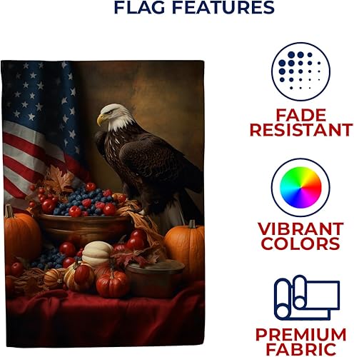 Miniatura 5 de Bandera patriótica de otoño con recompensa de la casa de Acción de Gracias, águila calva para Acción de Gracias, casa de campo americana, decoración