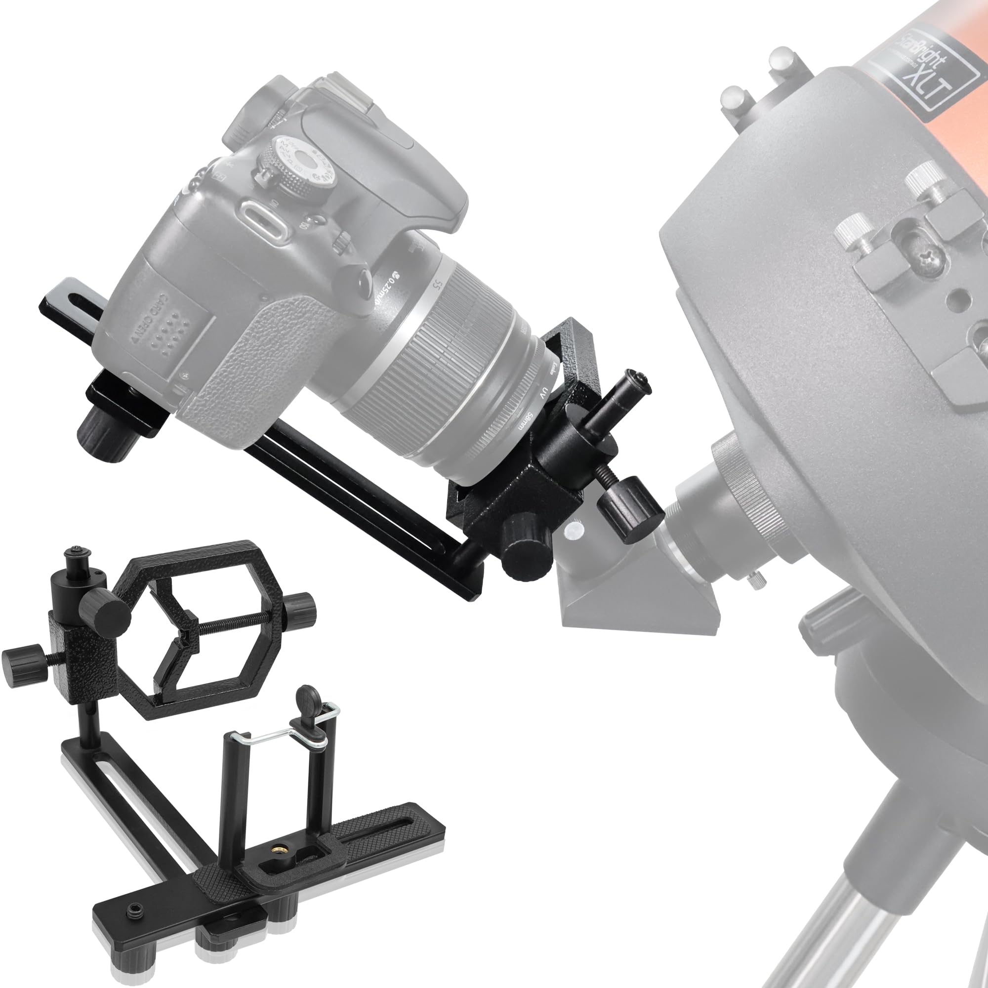 Soporte universal para adaptador de cámara de telescopio para teléfono celular, funciona con telescopio, telescopio, microscopio, monocular, binocular