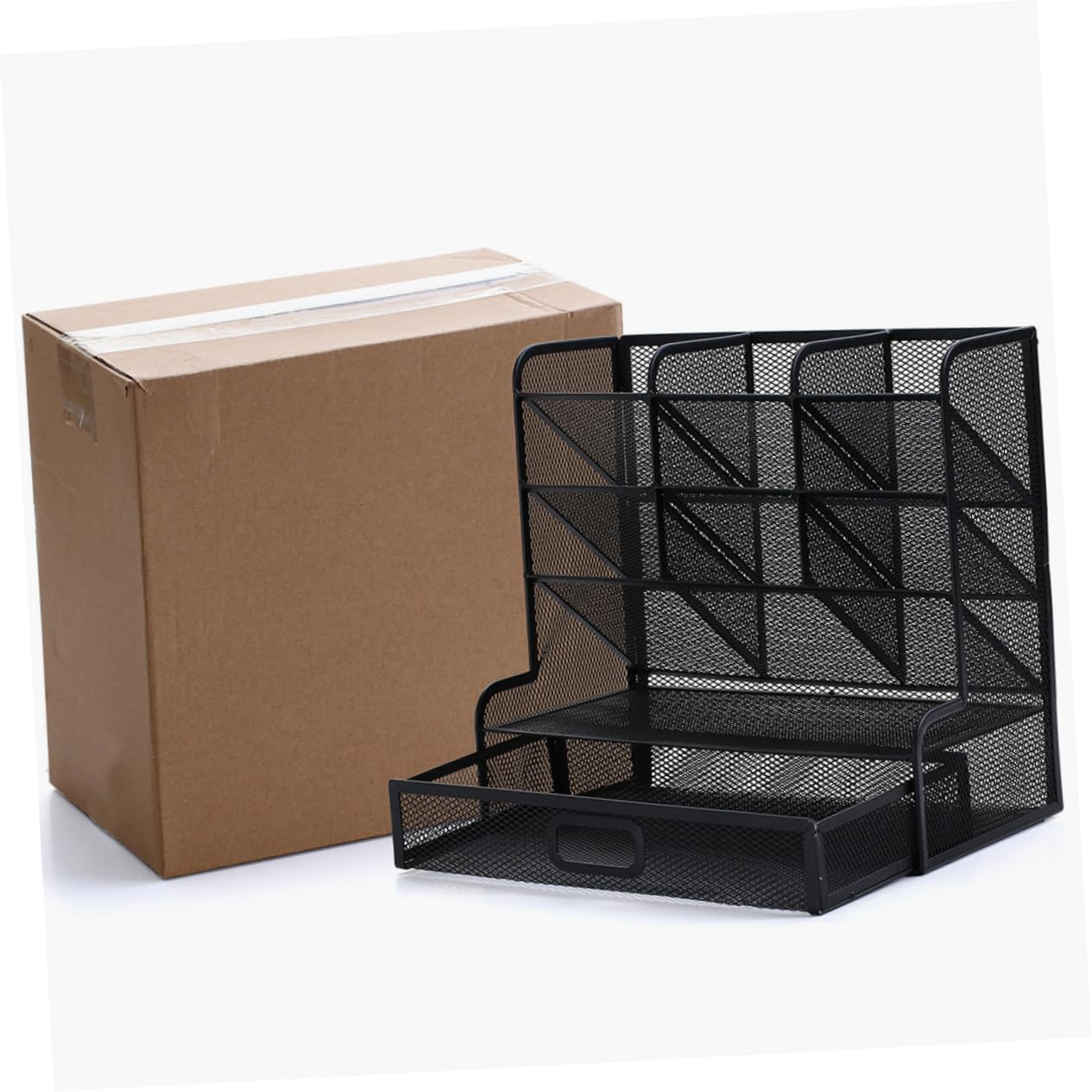 SHINEOFI Organizador De Papelería Caja De Almacenamiento De Metal Soporte De Escritorio