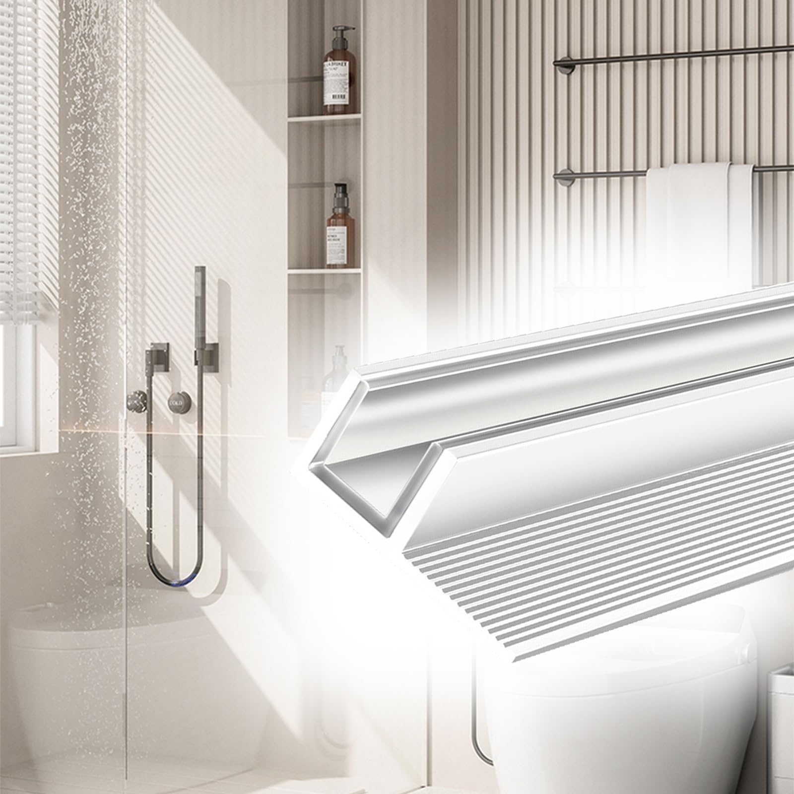 Yllffll White-12Mm Shower Glass Fixed Deep Channel, 3 4 5 6 7 8 Ft Frameless Shower Door Channel For Indoor Shower Enclosure & Outdoor Terrace, Shower Partition Track(,L-4.3Ft/1.3M)
