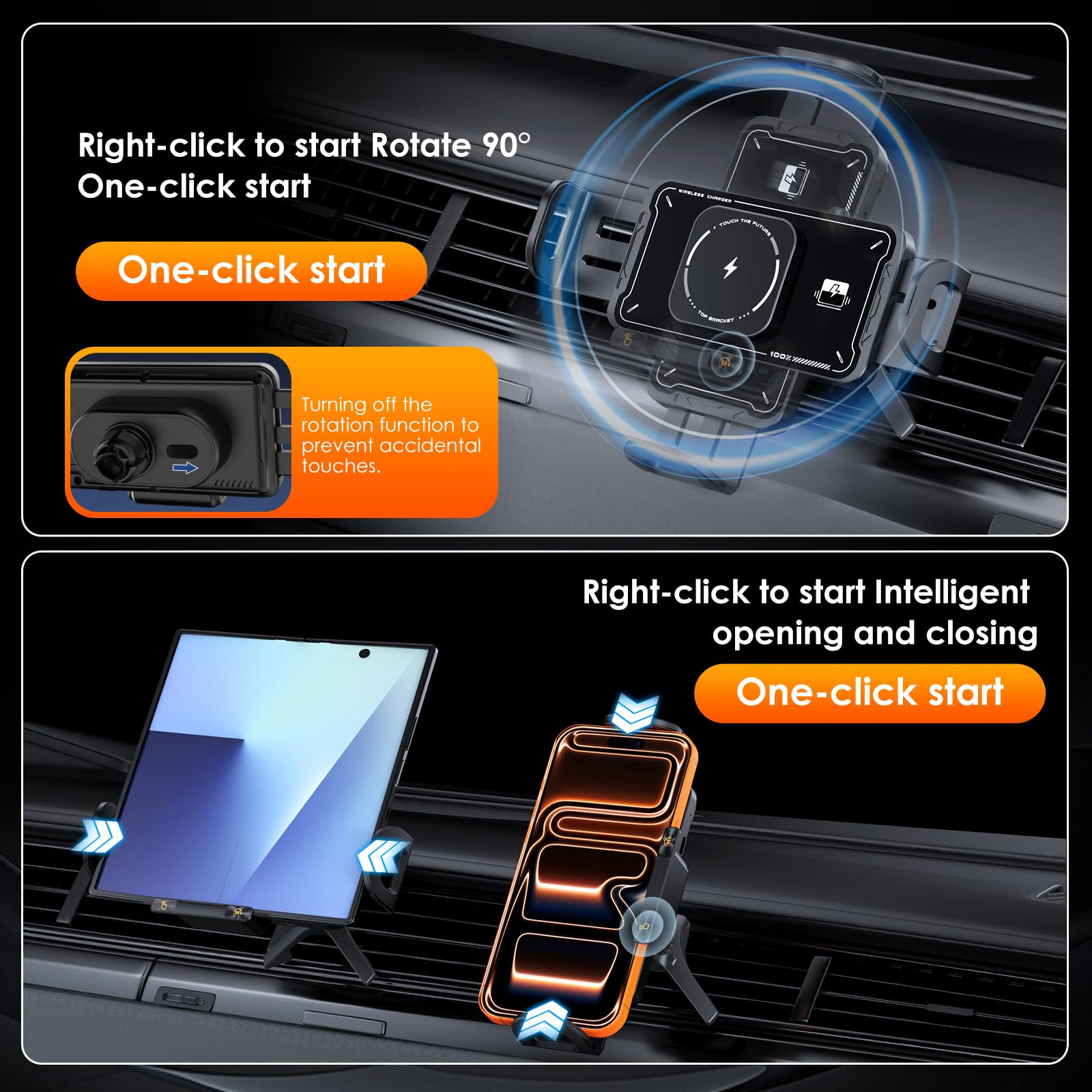 Qoosea 15W Support Telephone Voiture Induction, Qi Rapide Chargeur Induction Voiture sans Fil avec Ventouse Clip QC, Support Chargeur pour Samsung Galaxy Z Fold 7/6/5/4/3 S25/S24 iPhone 17 Série