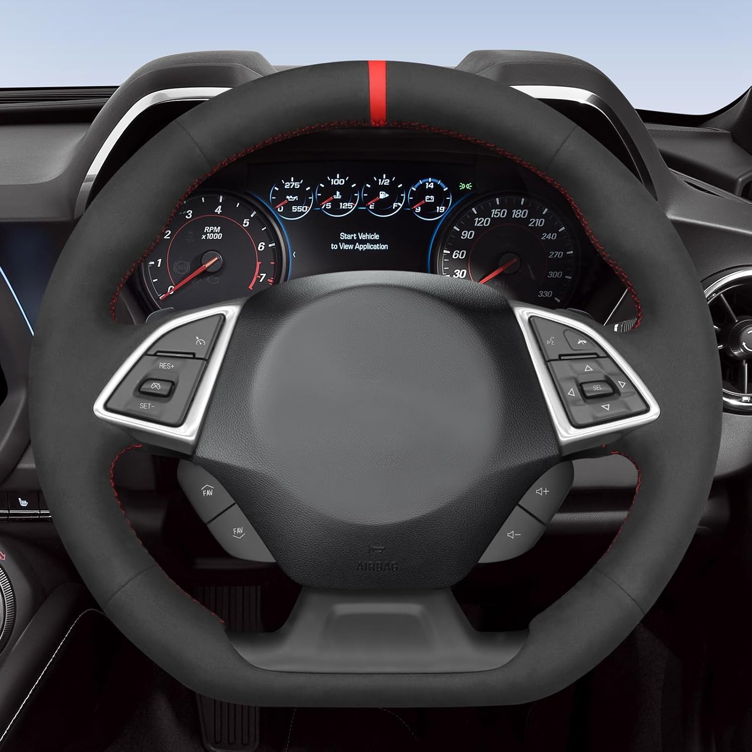 MEWANT for Camaro Steering Wheel Cover 2016-2024 Hand-Stitched for Chevy Camaro Car Steering Wheel Wrap