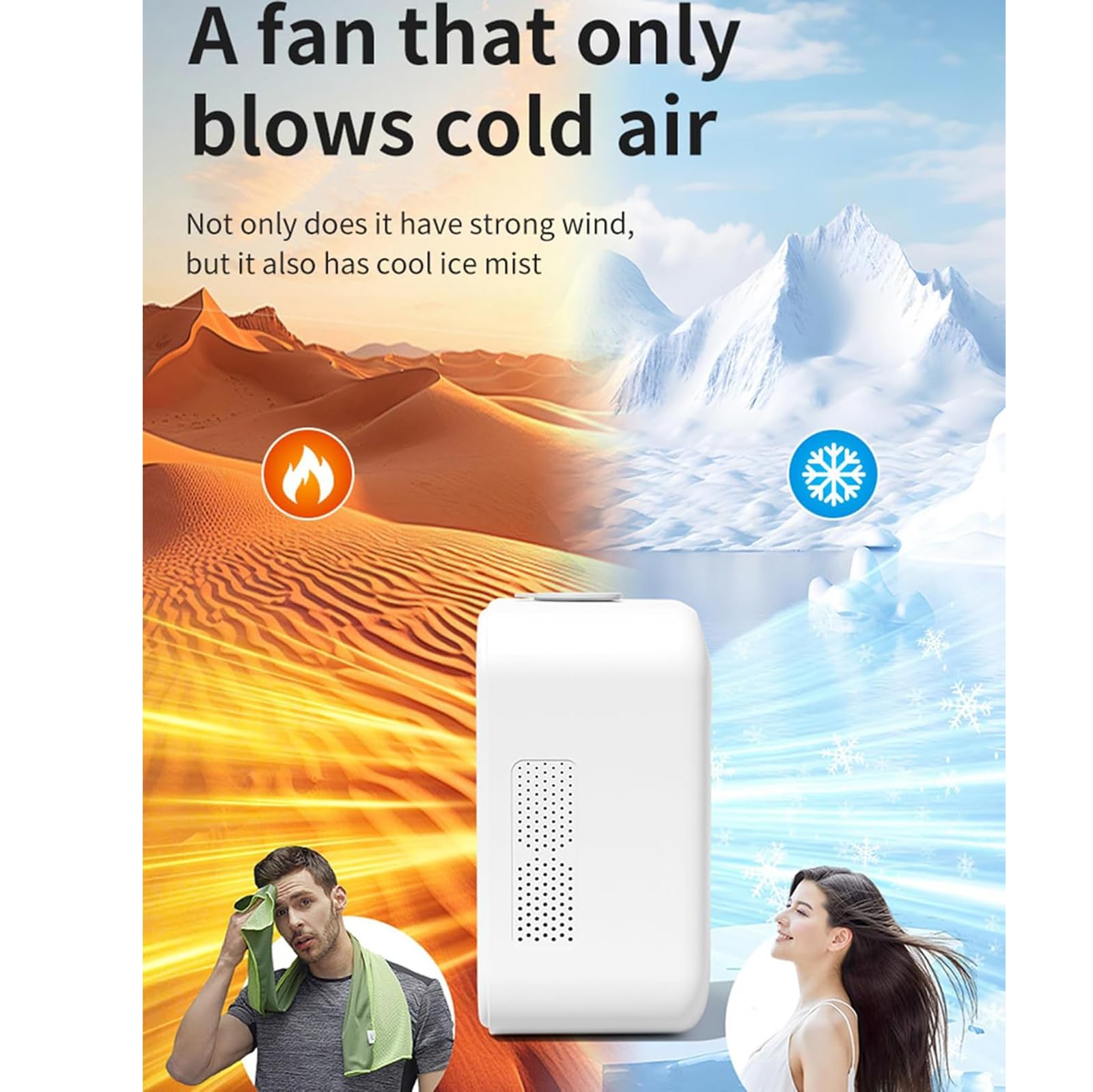 Glacier Breeze AC Mini Air Cooler: refrigeratore evaporativo portatile da 500 ml con nebbia di ghiaccio, raffreddamento 10H, ricaricabile tramite USB e ventilatore da scrivania per casa
