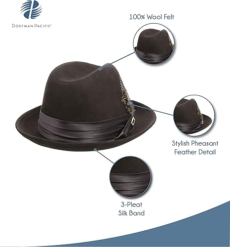 Miniatura 3 de STACY ADAMS Sombrero Fedora de fieltro de lana aplastable para hombre