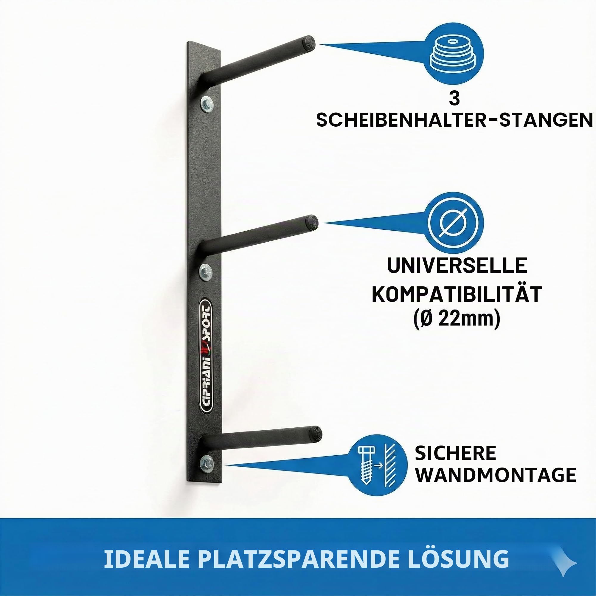Wandscheibenhalter, Hantel Halterung, Gewichtshalter, platzsparend, für Fiteness Body Buildyng Home Gym Fitnessstudio