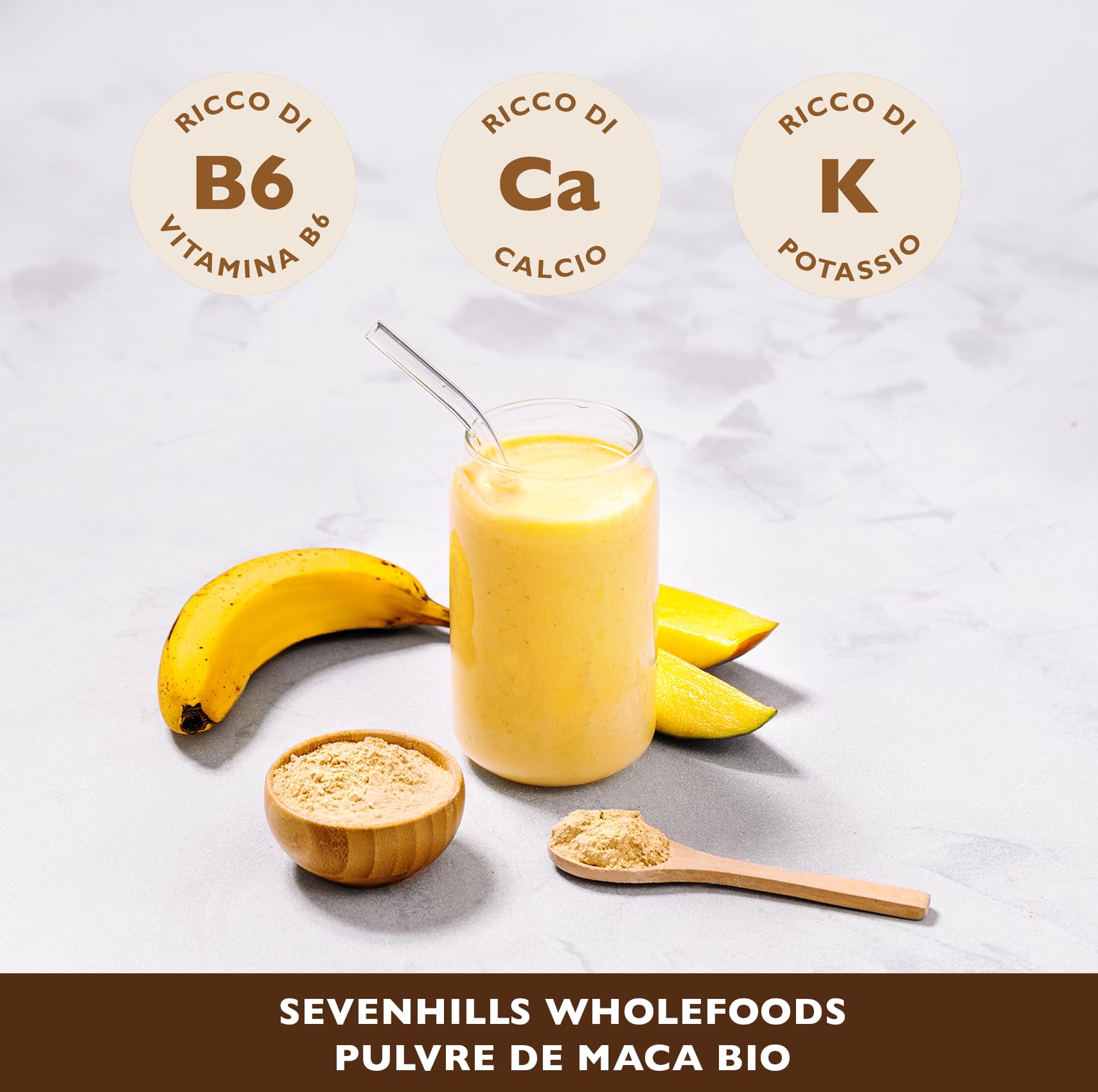 Sevenhills Wholefoods Maca in polvere biologica 1kg dal Perù, polvere di radice di maca pura, vegana, senza glutine, senza OGM, kosher