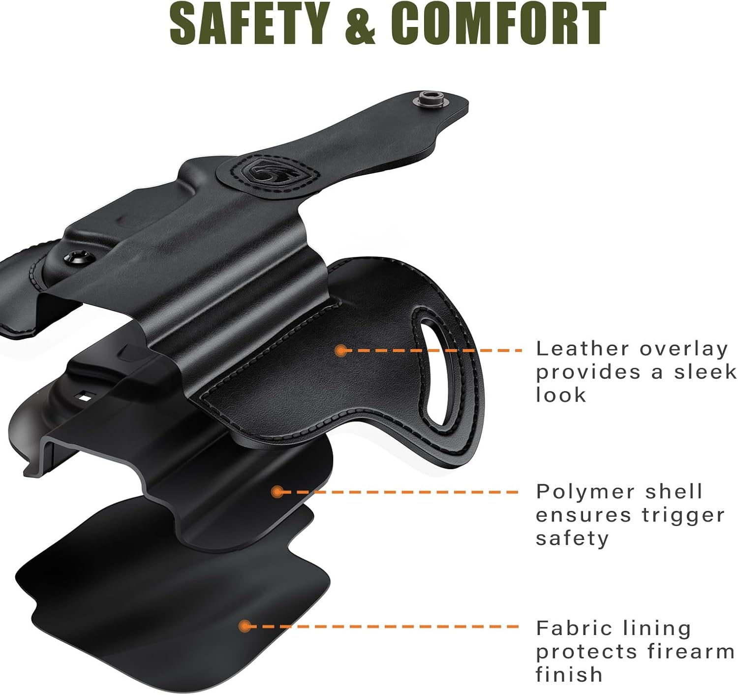 MUNALO OWB Holster Compatible with Glock 19, 19X, 23, 32, 44, 45 – Outside Waistband Hip Carry Leather Holster, Right-Handed