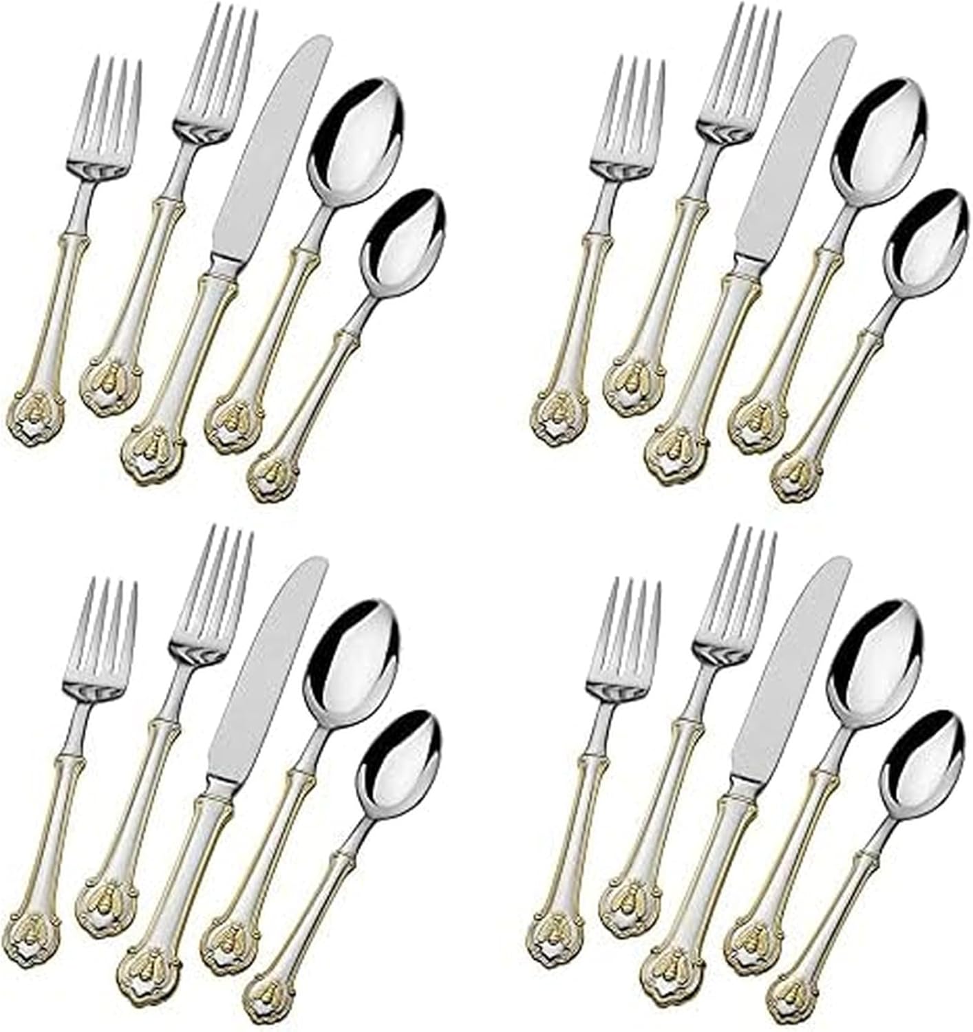Wallace Napoleon Bee Gold Accent 18/10 Stainless Steel 20pc. Flatware Set