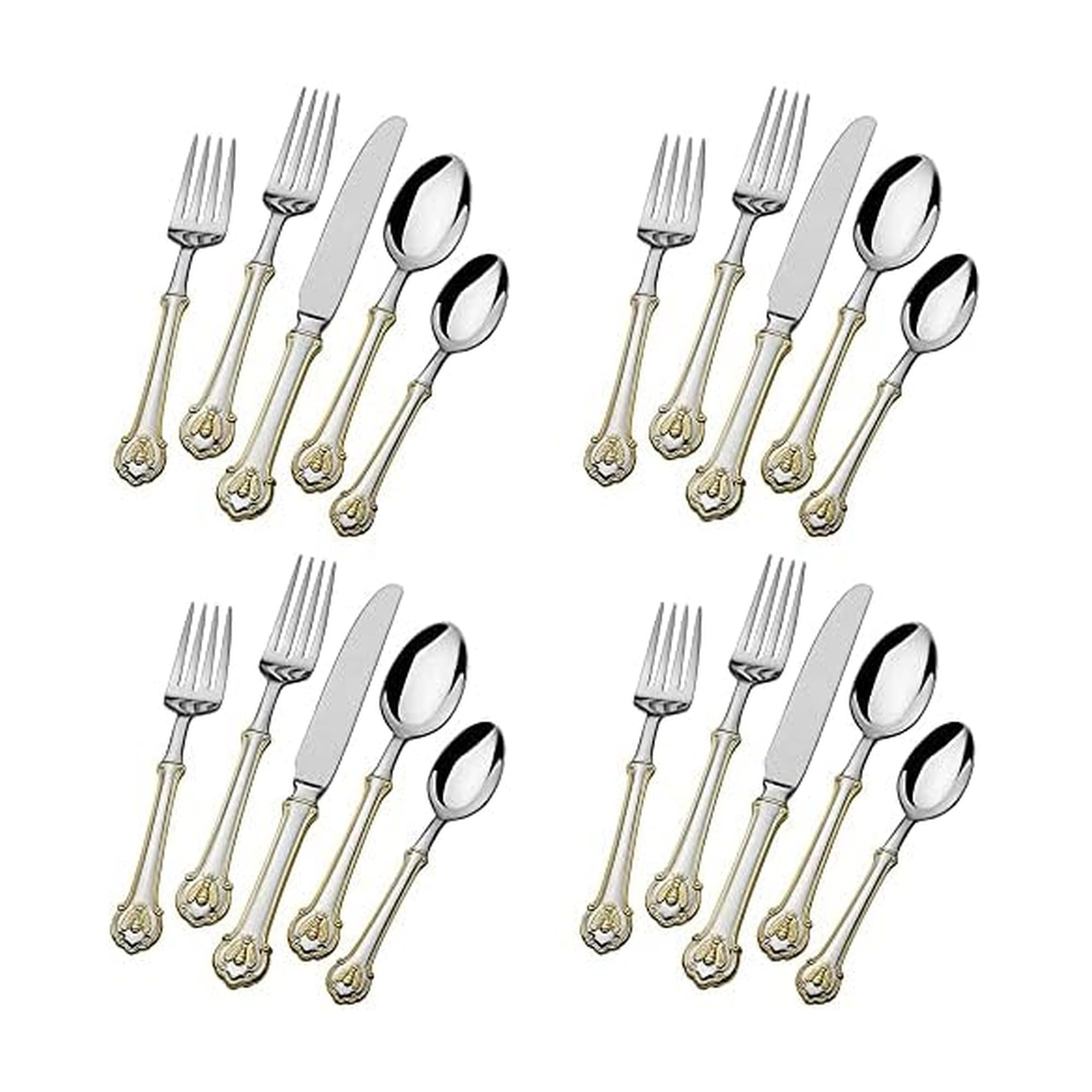 Wallace Napoleon Bee Gold Accent 18/10 Stainless Steel 20pc. Flatware Set
