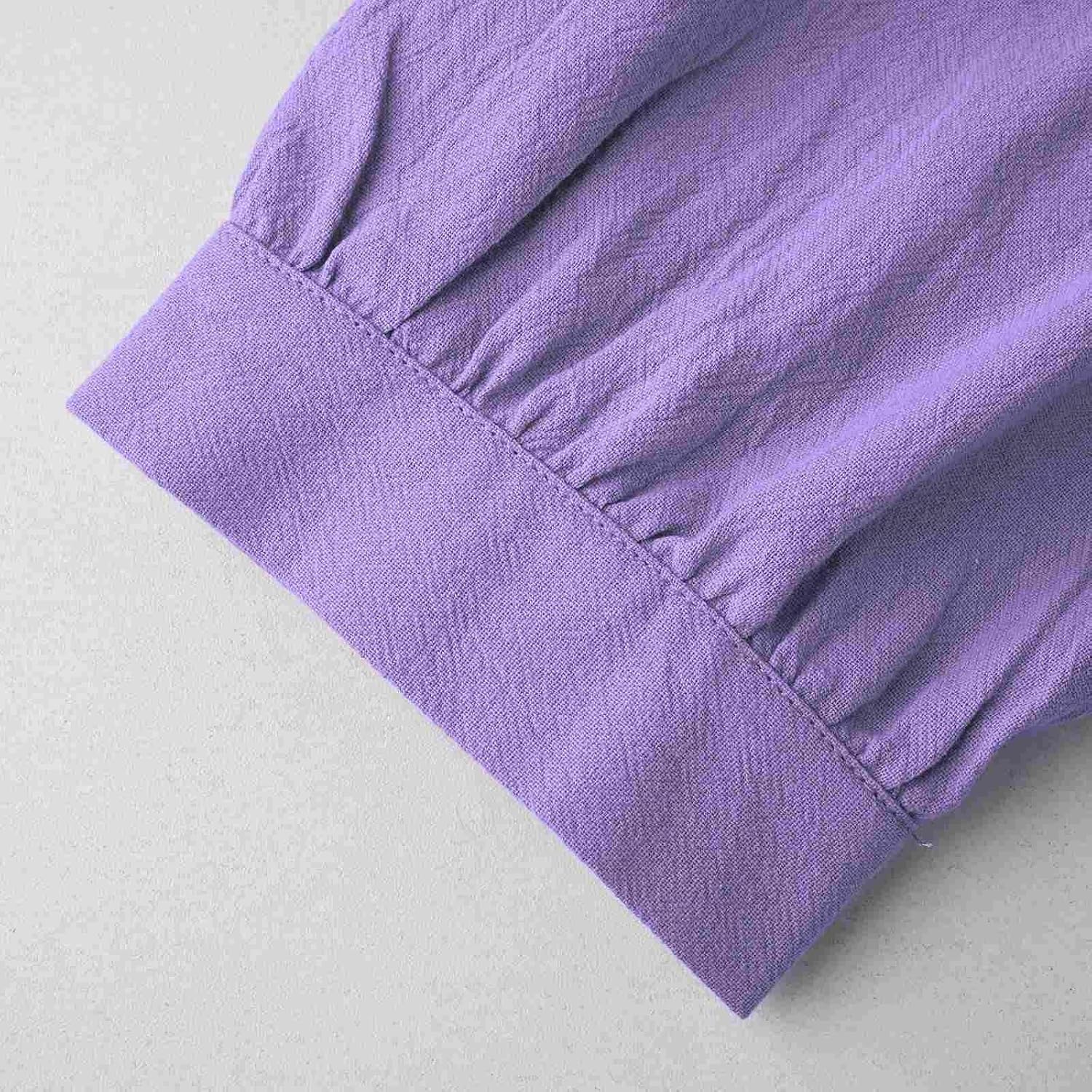 Linen Shirts for Women Casual 3/4 Sleeve Cotton Blouses Loose Fit V Neck Tshirts Trendy Spring Summer Tops