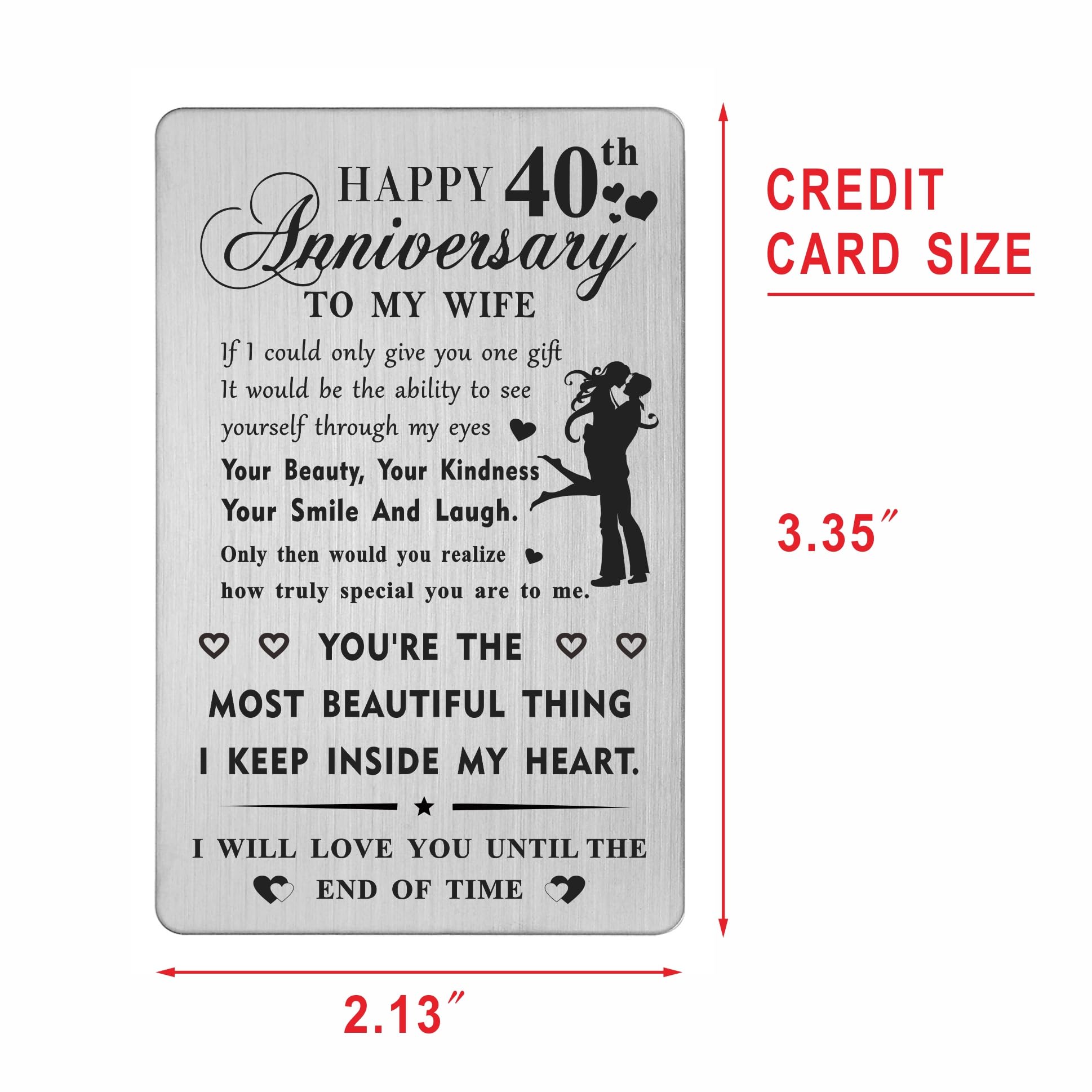 HYHYDHP 40th Wedding Anniversary Card Gifts for Wife - Happy 40 Year Anniversary Card for Her Women, Silver, 3.35x2.13x0.02 inch - Image 2